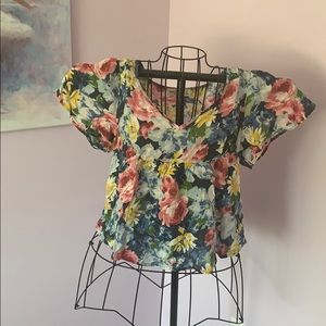 ABERCROMBIE KIDS Multi Floral Short Sleeve Blouse